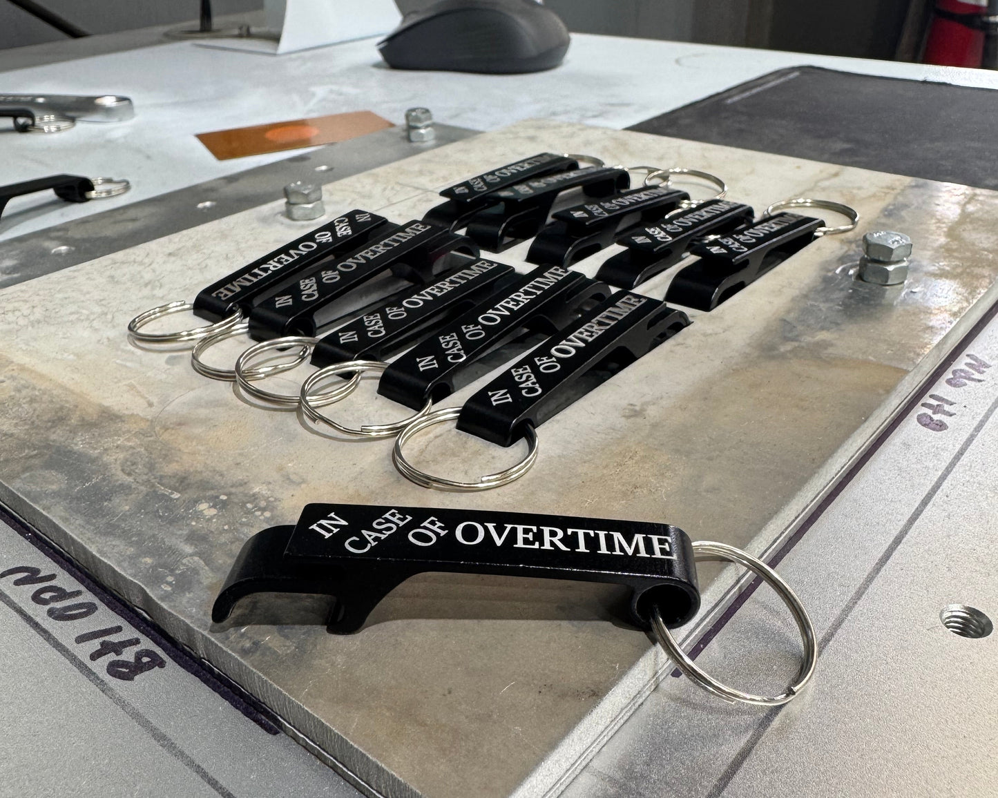 In Case Of Overtime Keychain Bottle Opener