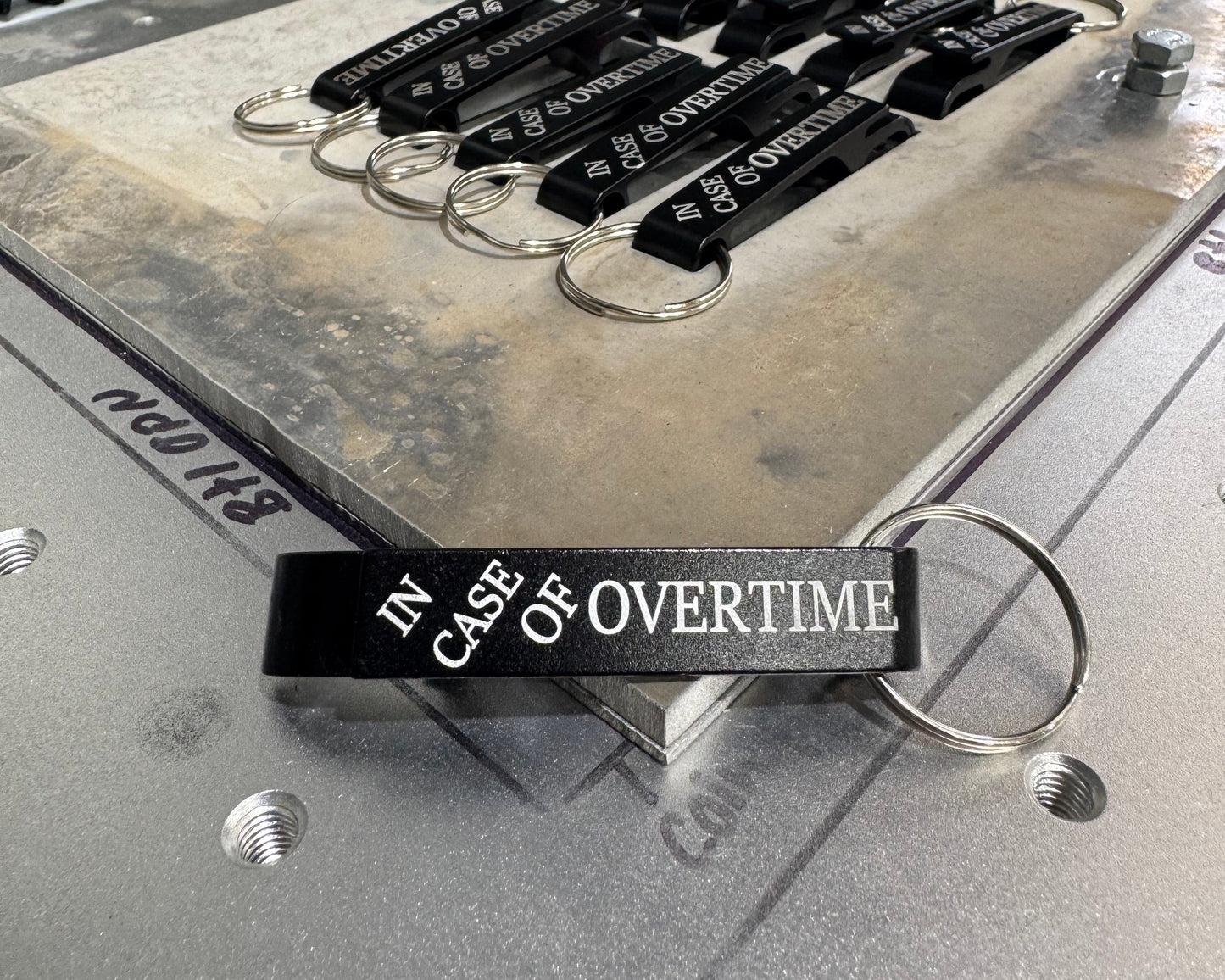 In Case Of Overtime Keychain Bottle Opener