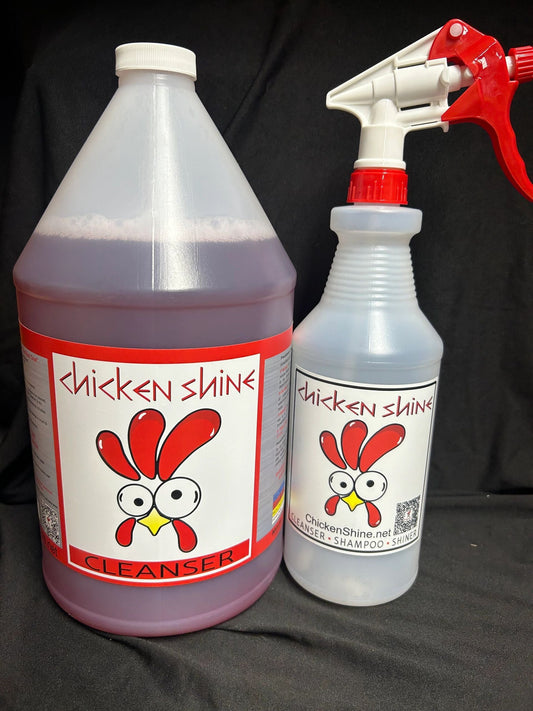 1 Gallon Chicken Shine Cleanser Starter Kit w/ Heavy Duty Spray Bottle